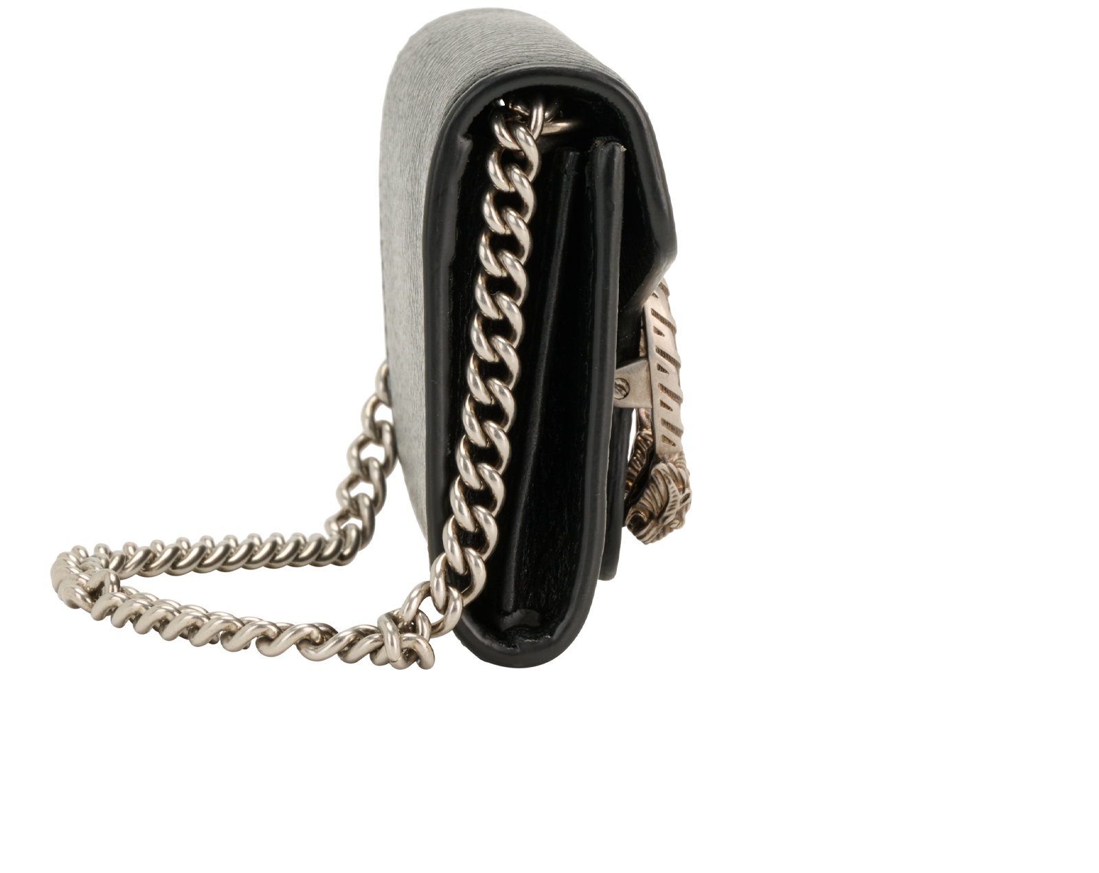 Gucci Dionysus Chain Card Holder, &pound;210, Accessories, Black, Leather, Side view